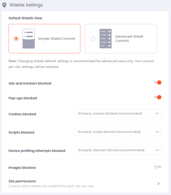 Brave shield open window on pc