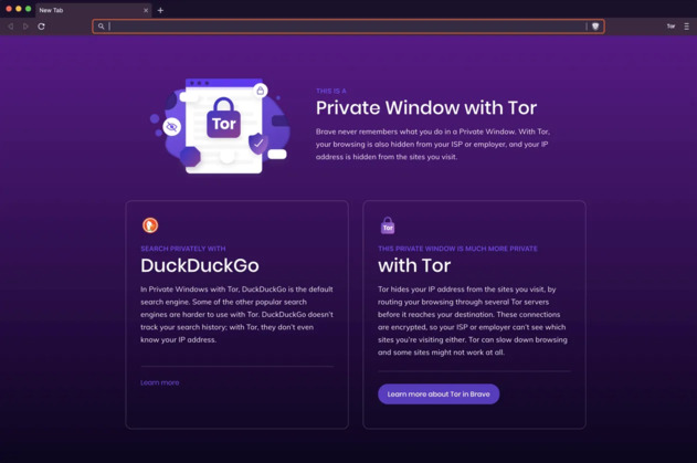 Brave private window with Tor