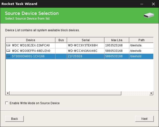 Selecting Source Device with Challenger Rocket