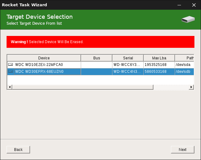 Selecting Target Device with Challenger Rocket